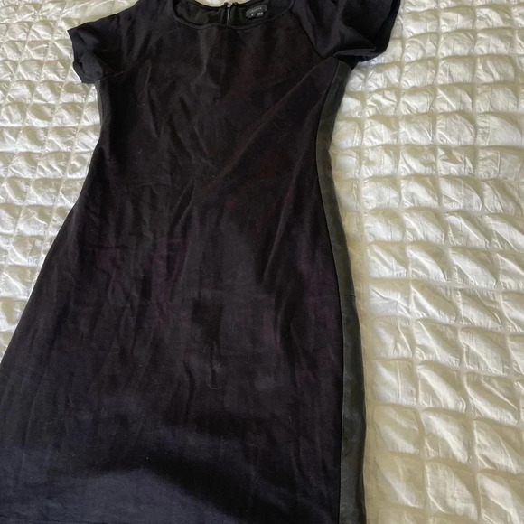 Theory black Mansa leather stripe knit shift dress - Picture 4 of 8